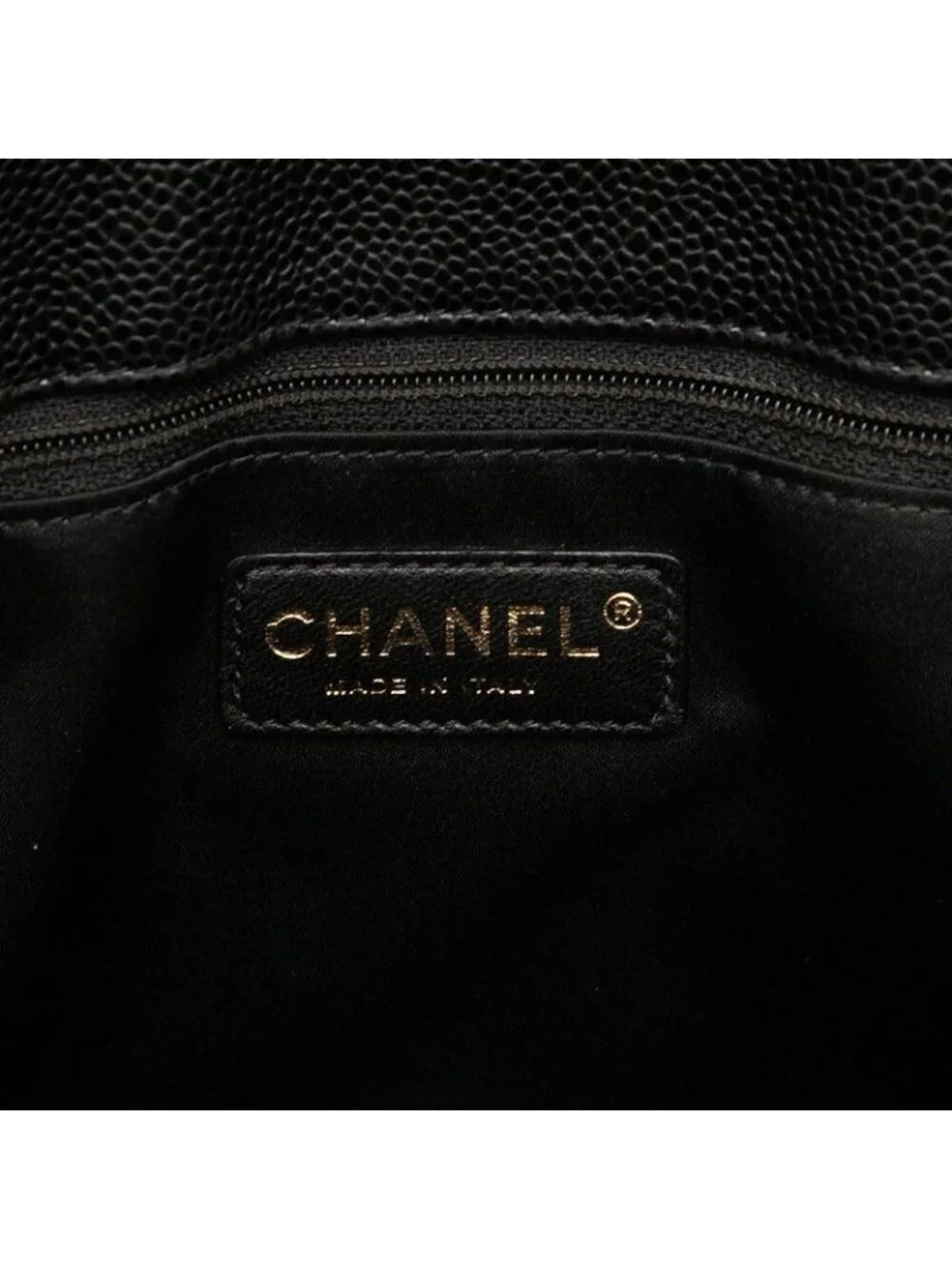 Chanel Quilted CC Logo Tote Black Caviar Leather